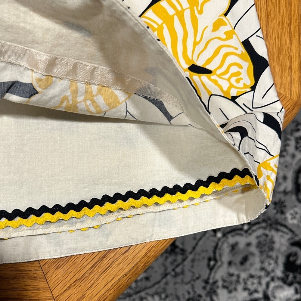 *ODILLE* Anthropologie Yellow x Black Floral Cotton A-Line Skirt Size 2 - Picture 4 of 7